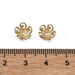 304ステンレススチールビーズキャップ  イオンプレーティング（ip）  ラックめっき  花  18KGP本金メッキ  8x3mm  穴：0.6~0.8mm&nbsp;STAS-P448-09G-G