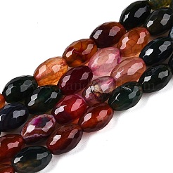 天然石瑪瑙ビーズ連売り  多面カット  オーバル  染め  ブラック  10.5~12x7.5~8mm  穴：1mm  約32個/連  14.57~15.2''（37~38センチメートル）&nbsp;G-T138-180D