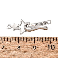 真鍮製インターロッキングクラスプ  カドミウムフリー＆ニッケルフリー＆鉛フリー  スター  プラチナ  29mm  穴：1.6mmと1.4mm&nbsp;KK-C075-26P