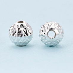 テクスチャ加工された925スターリングシルバービーズ  ラウンド  銀  5mm  穴：1.2mm&nbsp;STER-T008-44S-02