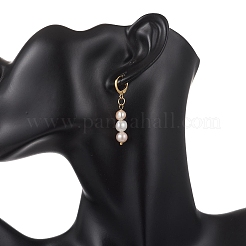 Round Natural Cultured Freshwater Pearl Leverback Earrings&nbsp;EJEW-JE06971