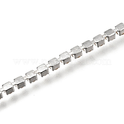 304ステンレススチールラインストーンカップチェーンブレスレット  カニカン付き  ステンレス鋼色  透明  8-3/8インチ（21.2cm）&nbsp;AJEW-B004-01B