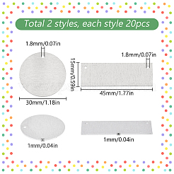 40種類のスタイルのアルミペンダント2個  長方形/平丸  プラチナ  15~30x30~45x1mm  穴：1.6~1.8mm  20個/スタイル&nbsp;FIND-SC0010-22