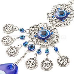 Teardrop Glass Turkish Blue Evil Eye Pendant Decoration&nbsp;HJEW-I008-03AS