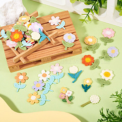 42個 21スタイルの花のコンピューター刺繍布パッチ  マスクと衣装のアクセサリー  ミシンクラフト装飾  ミックスカラー  26~37x15~25x1.5~2mm  2個/スタイル&nbsp;PATC-TA0001-27