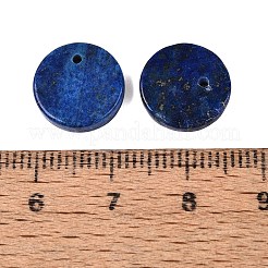 天然石ラピスラズリペンダント  フラットラウンドのチャーム  12x3mm  穴：1~1.4mm&nbsp;G-Q606-41C