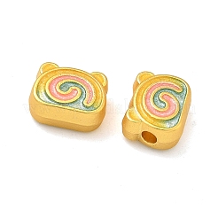 合金エナメルビーズ  クマのケーキ  マットゴールドカラー  カラフル  9x11x5mm  穴：2mm&nbsp;FIND-G111-04MG