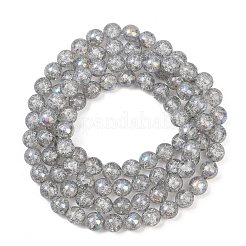クラックルチェコプレスガラスビーズ  ラウンド  グレー  10mm  穴：1mm  約100個/袋&nbsp;GLAA-I061-17