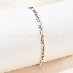 Unisex 304 Stainless Steel Figaro Chains Bracelets&nbsp;STAS-O036-23GP