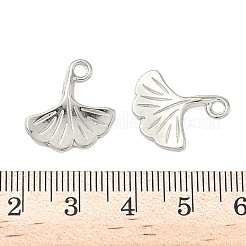合金ペンダント  イチョウの葉のチャーム  カドミウムフリー＆鉛フリー  プラチナ  17x16.5x2.5mm  穴：2mm  約833個/1000g&nbsp;FIND-L022-06P
