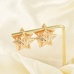 女性のための真鍮のフープピアス  スター  14KGP本金メッキ  23x18.5mm&nbsp;EJEW-U041-08G