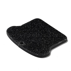 アクリルパーツ  グリッターパウダー付き  diy メイキングキーホルダー  トースト  ブラック  49.5x41.5x2mm  穴：3mm&nbsp;SACR-E005-13