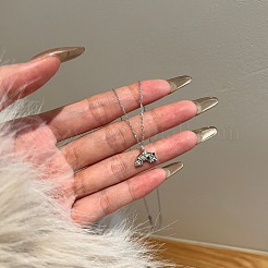 レインボー 925 スターリングシルバー マイクロパヴェ キュービックジルコニア ペンダントネックレス 女性用  プラチナメッキ  15.79インチ（40.1cm）&nbsp;NJEW-F338-06P