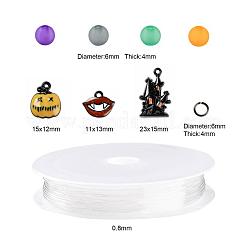 DIYハロウィンテーマブレスレット作りキット  環境に優しい透明アクリルビーズ付き  合金エナメルチャーム  真鍮製のオープン丸カンと弾性クリスタルスレッド  ミックスカラー  294個/セット&nbsp;DIY-LS0002-70