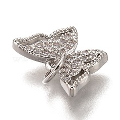 Brass Micro Pave Clear Cubic Zirconia Charms&nbsp;ZIRC-B002-47P