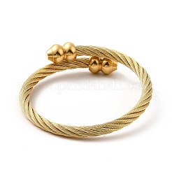 Ion Plating(IP) 304 Stainless Steel Twist Rope Open Cuff Bangle&nbsp;BJEW-P283-50C