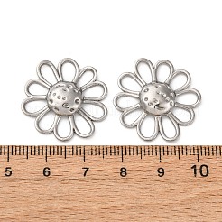 201 個のステンレススチール製カボション  花  ステンレス鋼色  23x25x4mm&nbsp;STAS-C130-13P