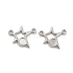 変色しない304ステンレススチール製カボションコネクタセッティング  スター  ステンレス鋼色  トレイ：4mm  13x17x2mm  穴：1.8mm&nbsp;STAS-B032-41P