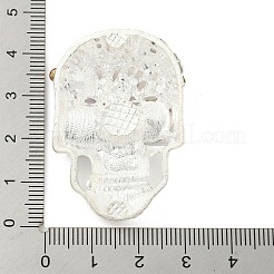 エナメルとラインストーンのカボション入り合金  ハロウィーンテーマの頭蓋骨  銀  42x29x10mm&nbsp;FIND-B033-02B-S