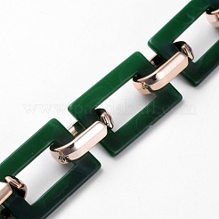 Imitation Gemstone Style Acrylic Handmade Rectangle Link Chains&nbsp;AJEW-JB00518-04