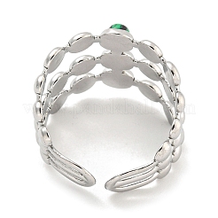 304 Stainless Steel Synthetic Malachite Cuff Rings&nbsp;G-Z056-05P-04