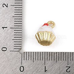 合金エナメルチャーム  ゴールドカラー  ケーキ  ホワイト  11.5x8.5mm  穴：1.6mm&nbsp;ENAM-I067-02G-03B