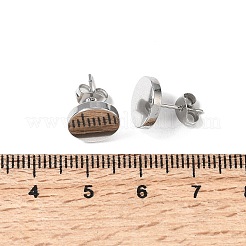 304ステンレススチールスタッドピアス  フラットラウンド  ステンレス鋼色  10mm&nbsp;EJEW-L309-01C-P