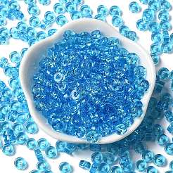 透明な色のガラスシードビーズ  コラム  ディープスカイブルー  6x3mm  穴：1.4mm  約2027個/ポンド&nbsp;SEED-E001-T3x6mm-05