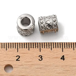 変色しにくい304ステンレススチールビーズ  大穴ビーズ  無限の列  ステンレス鋼色  8x8.5mm  穴：3.8mm&nbsp;STAS-I203-47P