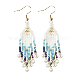 304 Stainless Steel Glass Seed Beads Arrow Dangle Earrings&nbsp;EJEW-MZ00554-01