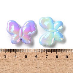 UVメッキ不透明アクリルビーズ  虹色の  蝶  ミックスカラー  24x29x7.5mm  穴：1.8mm&nbsp;MACR-L010-04