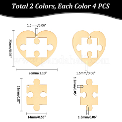 8 Sets 2 Colors Ion Plating(IP) 304 Stainless Steel Split Pendants&nbsp;STAS-UN0055-50
