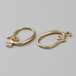 真鍮のピアスフック  耳ワイヤー  水平ループ付き  14KGP本金メッキ  19.5x1mm  穴：1.5mm  ピン：0.8mm&nbsp;KK-WH0064-07G