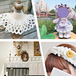 2ヤードのレースリボン  刺繡レーストリム  ロリータ服アクセサリー用  インテリアオーナメントパーツ  ホワイト  288mm&nbsp;OCOR-GF0003-98