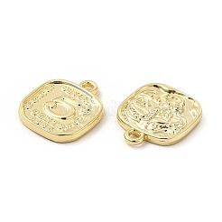 ラックメッキ合金ペンダント  カドミウムフリー＆鉛フリー  数字5の四角いチャーム  ライトゴールド  16x13.5x2mm  穴：1.6mm&nbsp;FIND-G044-15LG