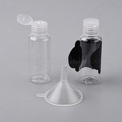 ペットフリップトップキャップスクイズボトル  プラスチック製漏斗ホッパーと黒板ステッカーラベル付き  透明  9.25x3.25cm  容量：50ミリリットル&nbsp;MRMJ-BC0002-16B