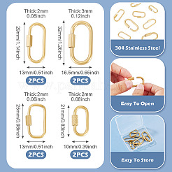 8Pcs 4 Styles 304 Stainless Steel Locking Carabiner&nbsp;STAS-TA0005-53