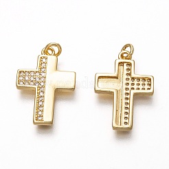Brass Micro Pave Clear Cubic Zirconia Pendants&nbsp;ZIRC-B002-20G