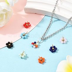 8Pcs 8 Colors Glass with 304 Stainless Steel Pendants&nbsp;GLAA-YW0005-76