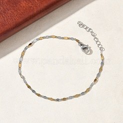 女性用304ステンレススチールリンクチェーンブレスレット  フラットラウンド  イオンプレーティング（ip）  長持ちメッキ  ゴールデン·ステンレス鋼色  6.69インチ（17cm）&nbsp;BJEW-D466-05GP