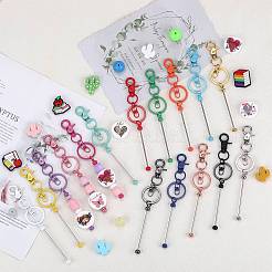 16Pcs 16 Colors Alloy Beadable Bar Keychain for DIY Crafts Jewelry Making&nbsp;KEYC-SZ0001-20