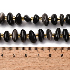 天然石オブシディアンビーズ連売り  多面カット  ロンデル  10x8x5mm  穴：0.8mm  約57個/連  15.55''（39.5センチメートル）&nbsp;G-RM250109-A5