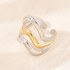 304 Stainless Steel Open Cuff Rings for Women&nbsp;RJEW-K296-03A-GP