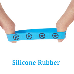 PVC フットボール キーチェーン & シリコン コード ブレスレット ジュエリー セット  ミックスカラー  8.1cm  12pc&nbsp;SJEW-GF0001-01