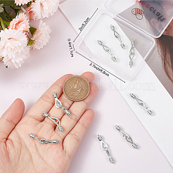 真鍮フックとS字フック留め具10袋  925銀メッキ  長さ32mm  留め金：18x4.5x4mm  穴：1~1.2mm  ペンダント：16x6x4mm  穴：1~1.2mm&nbsp;KK-BBC0022-71