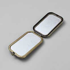 レトロな長方形の合金製折りたたみミラー  ガラス鏡面付き  花  10.2x6.05x2.15~2.25cm&nbsp;MRMJ-WH20012-05AB-04