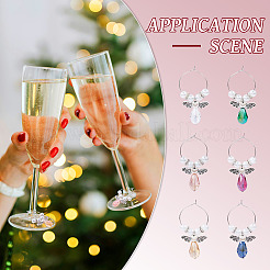 14Pcs 7 Colors Angel Glass & Alloy Wine Glass Charms&nbsp;AJEW-TA0001-69