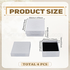 厚紙ギフトボックス4個  中に黒いスポンジを入れて  長方形  ホワイト  8x5x2.7cm&nbsp;CON-LP0001-95