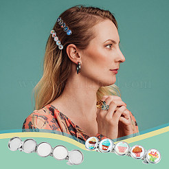 DIY ブランクドーム型ワニ口ヘアクリップ作りキット  アイアンアリゲーターヘアクリップセッティングを含む  ガラスカボション  プラチナ  72個/箱&nbsp;DIY-UN0001-12