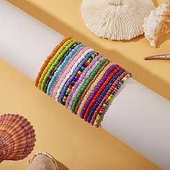スパークリンググラスシードビーズストレッチアンクレットセット女性用  ミックスカラー  内径：2-3/4インチ（7cm）  20個/セット&nbsp;AJEW-SW00002